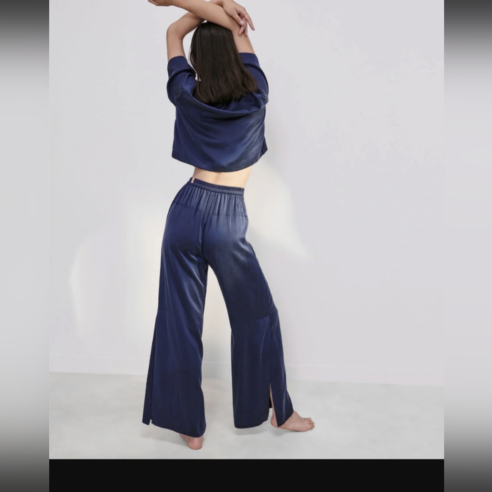 Lunya washable silk high rise pants in Deep Blue XS